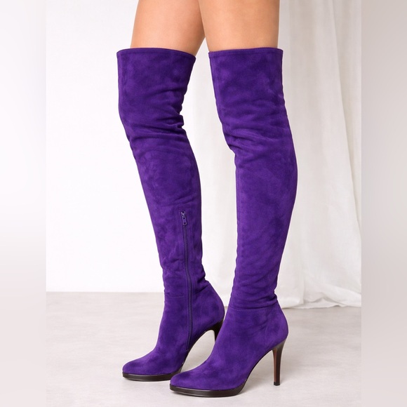 Stuart Weitzman Shoes - Stuart Weitzman Purple Suede Over The Knee Boots Stiletto Heel Size 5.5